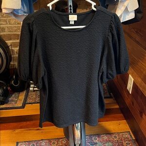 a new day Black Textured Puff Sleeve Blouse